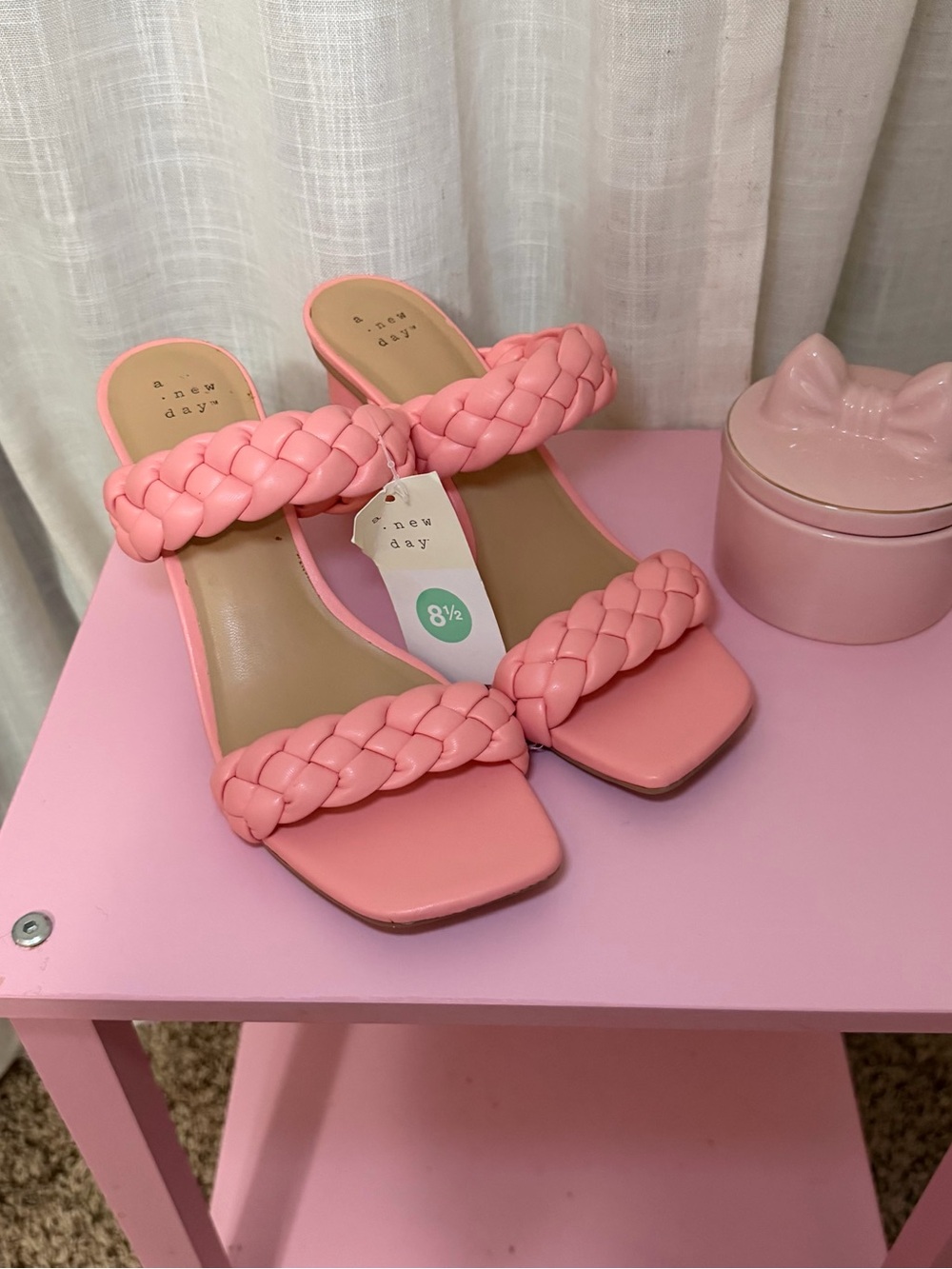 a new day Pink Braided Double-Strap Block Heel Sandals - Picture 2 of 3